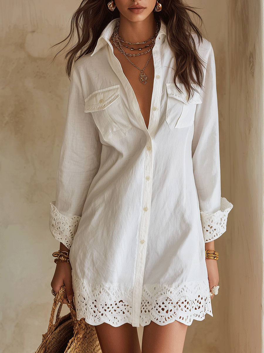 Bellina | White Shirt Mini Dress