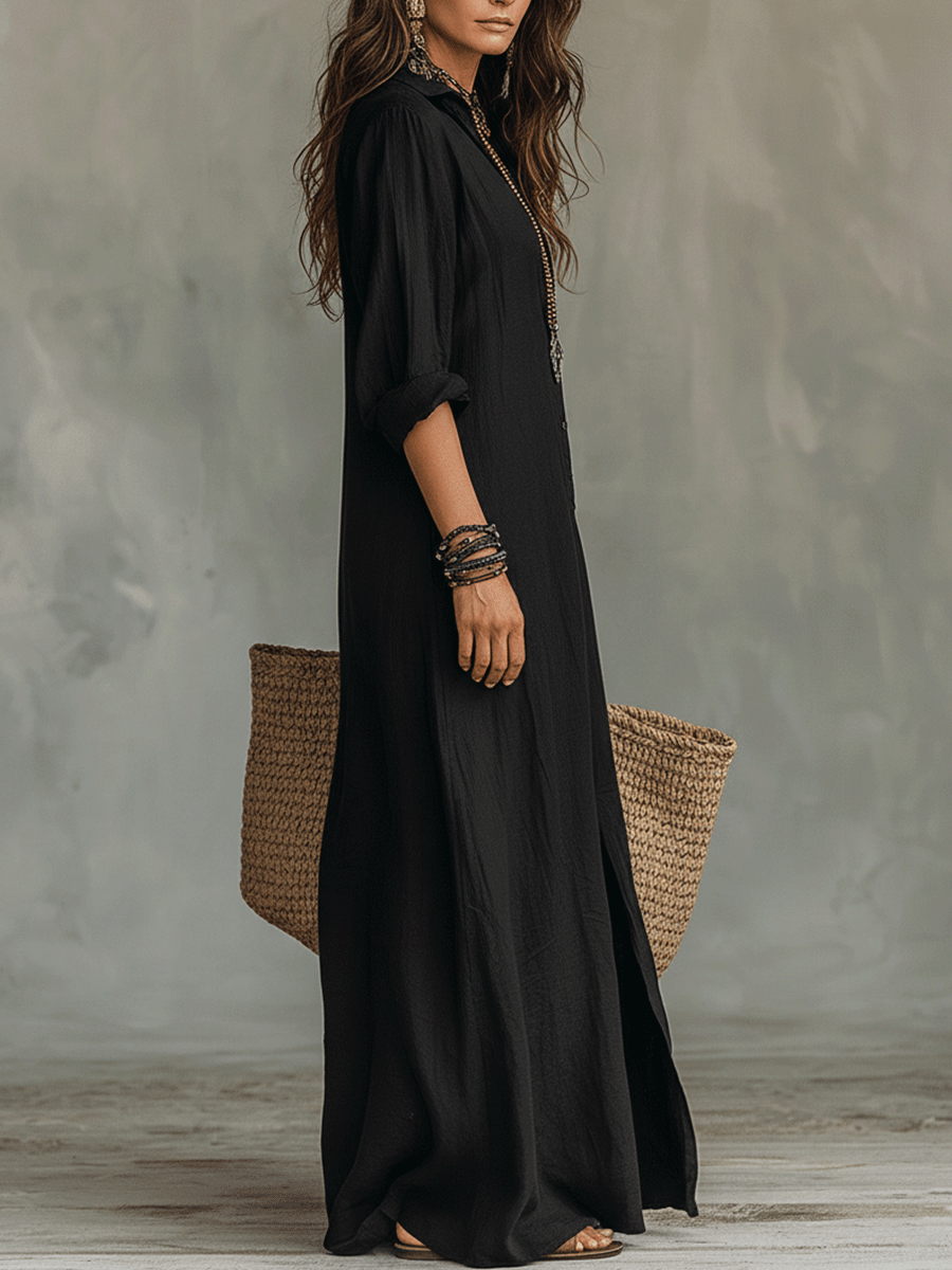 Brielle | Bohemian Shirt Maxi Dress