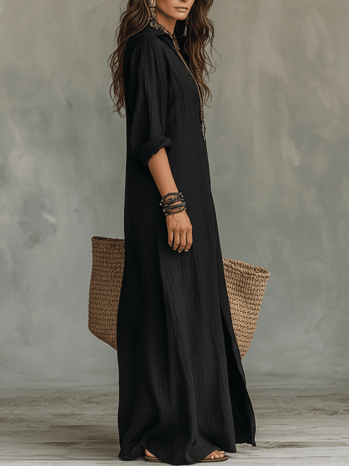 Brielle | Bohemian Shirt Maxi Dress