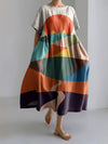 Adrielle | Abstract Creative Colorful Cute Cat Painting Art Linen Blend Dress