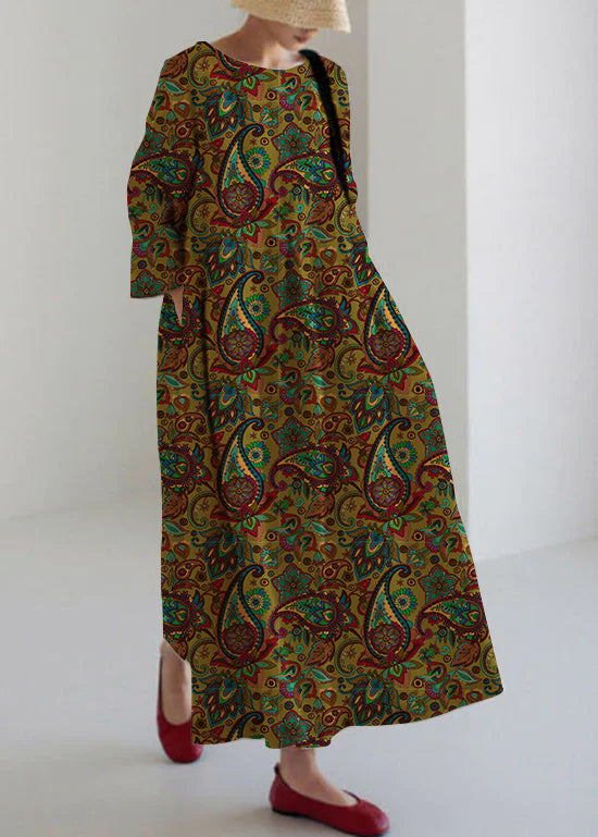 Ravena | Rainbow Print Cotton Dresses Pockets Patchwork