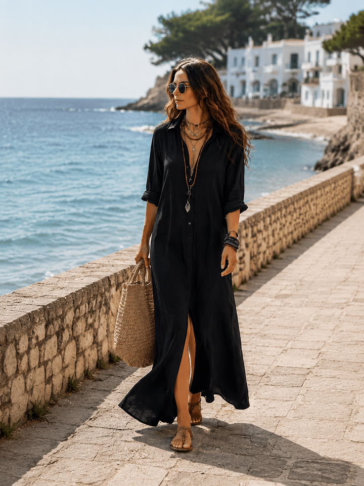 Brielle | Bohemian Shirt Maxi Dress