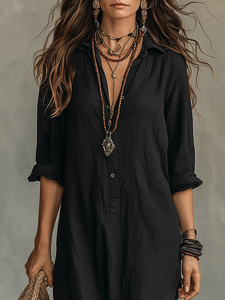 Brielle | Bohemian Shirt Maxi Dress