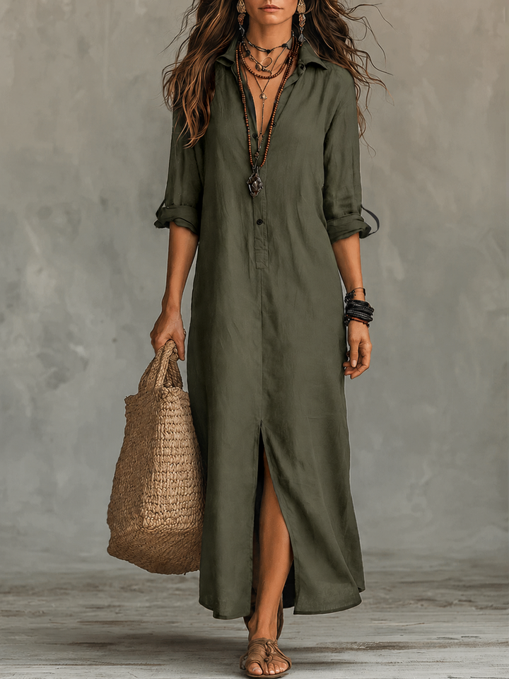 Brielle | Bohemian Shirt Maxi Dress